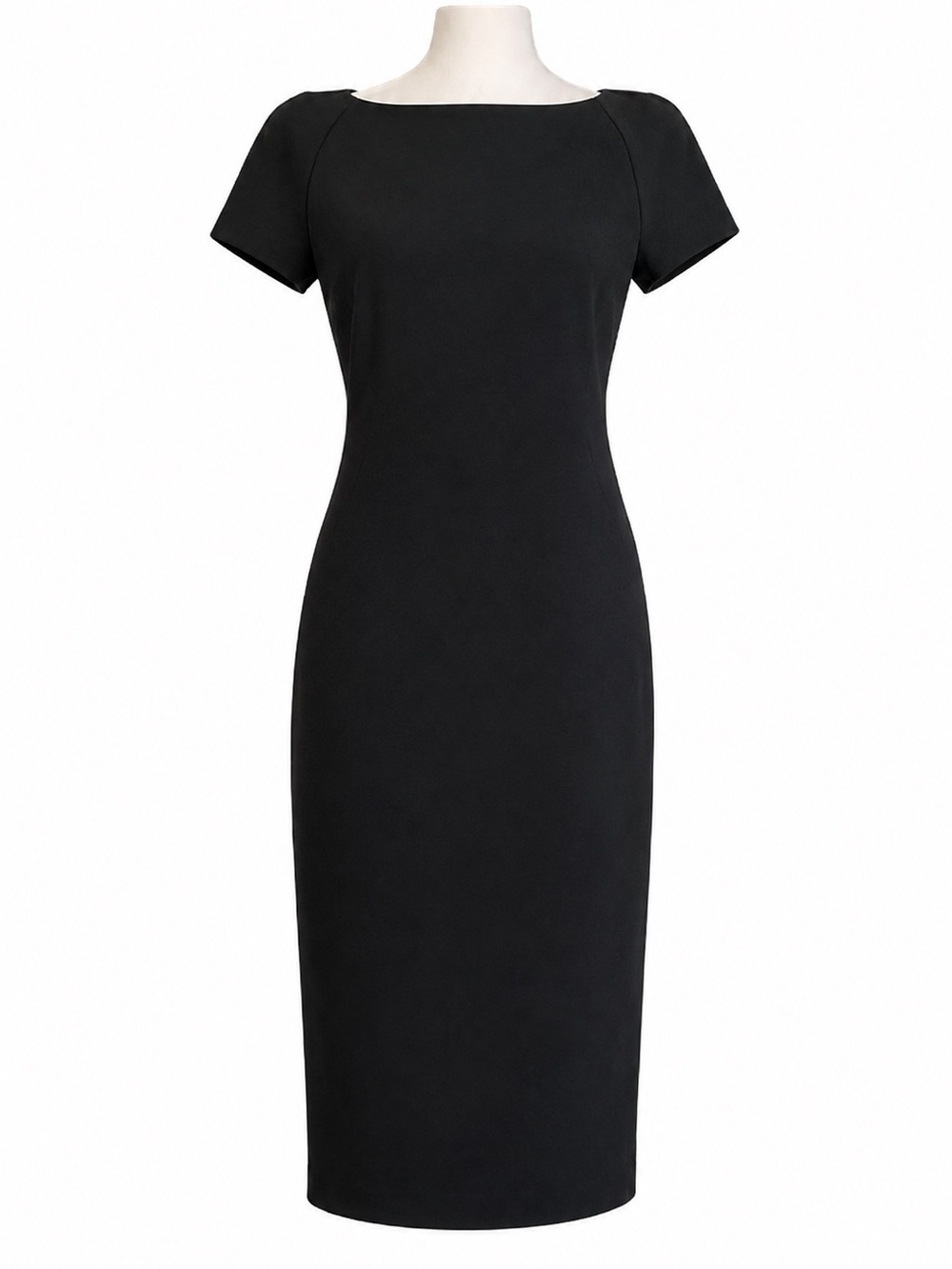 NWOT Zara Woman Black Sheath Dress Large Minimal Boat Neck Stretch - Picture 3 of 6